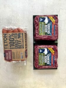 Healthy food to buy at costco including grass fed bison and sausages