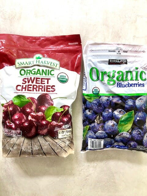 Costco frozen fruit, cherries and blueberries