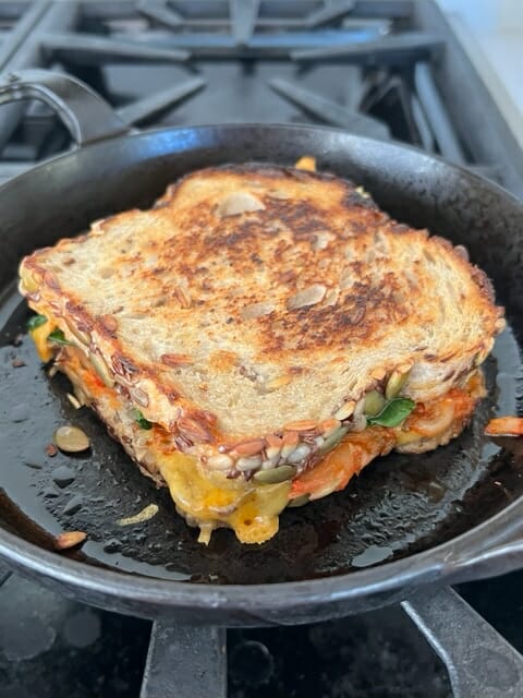 Grilled Cheese Sandwich in a Skillet