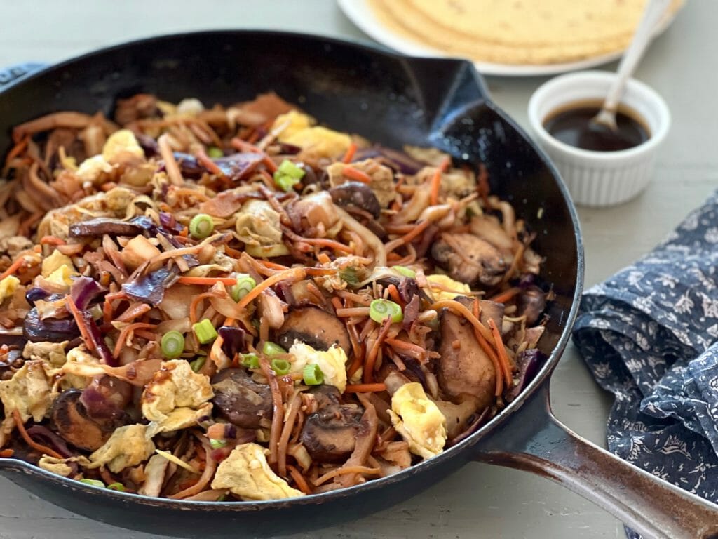 Pan of moo shu vegetables