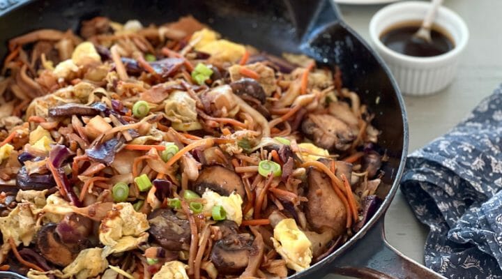 Pan of moo shu vegetables