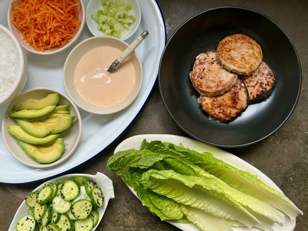 Fixings for salmon lettuce wraps