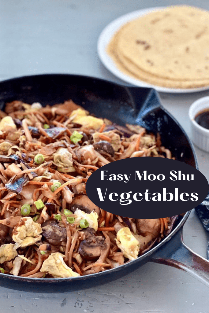 Graphic pin for moo shu vegetables