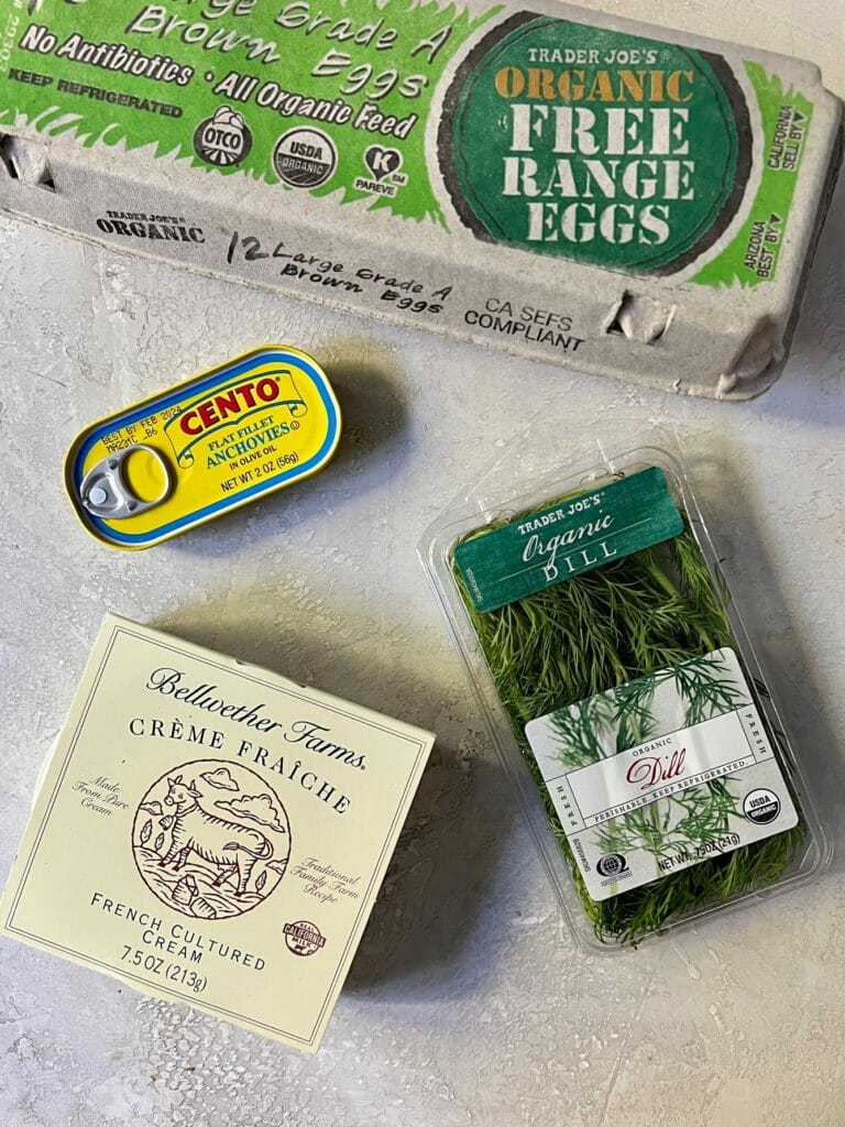 Ingredients for anchovy deviled eggs