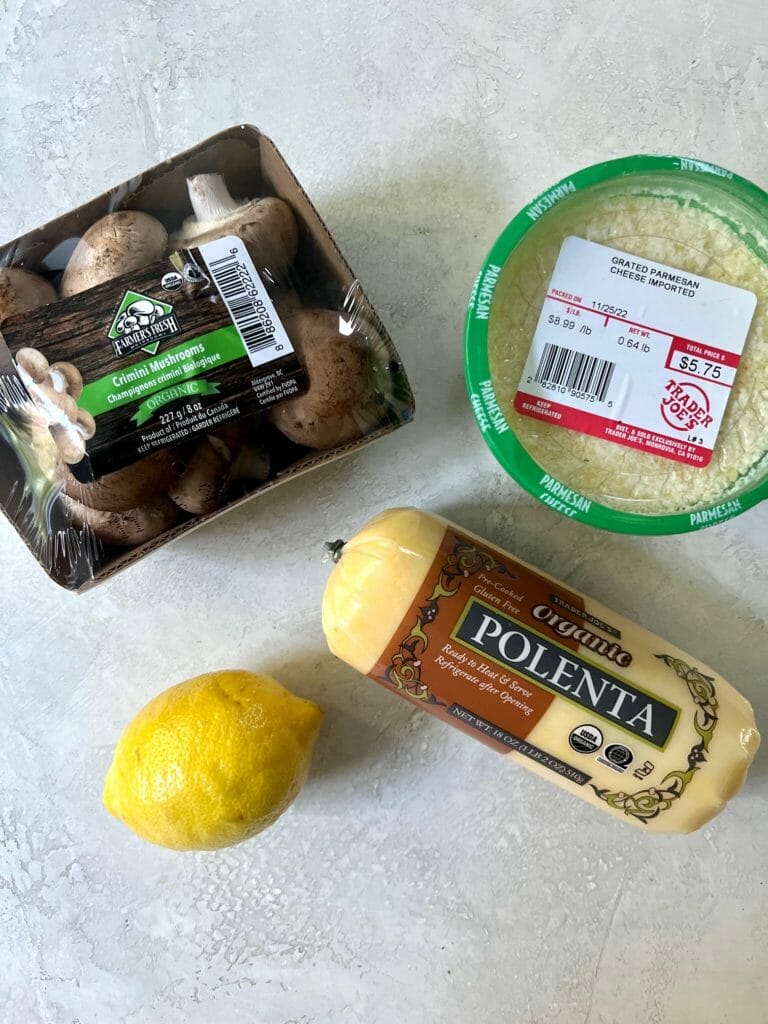 ingredients for polenta mushroom bites