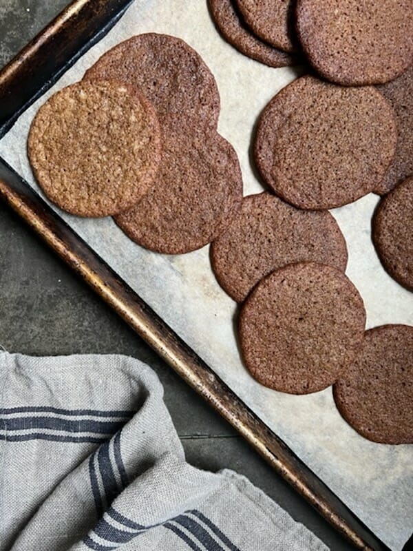 Big Chew Molasses cookies on a sheetpan