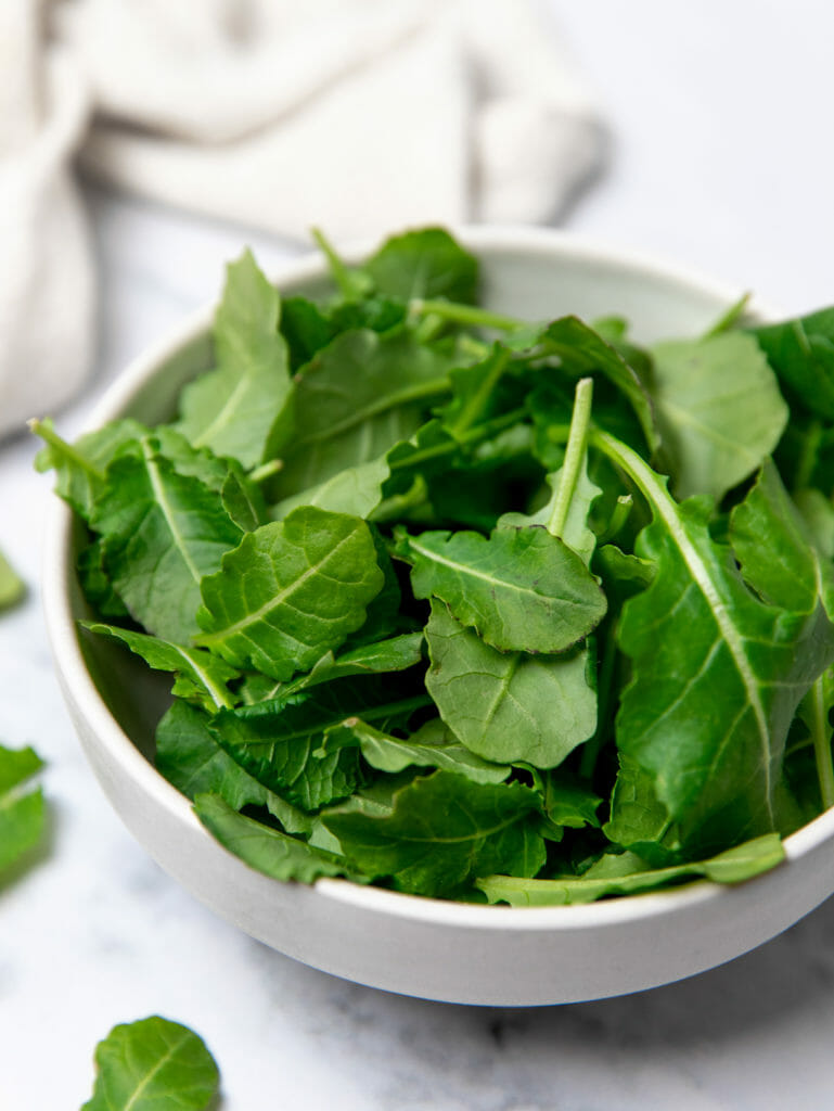 bowl of baby kale, a leafy green