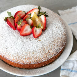 close up of lemon yogurt olive oil cake