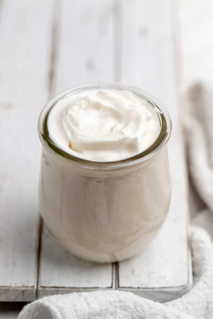 Small container of plain yogurt for smoothies