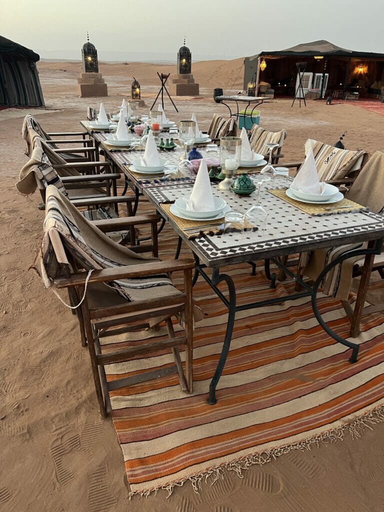 table set in the moroccan desert