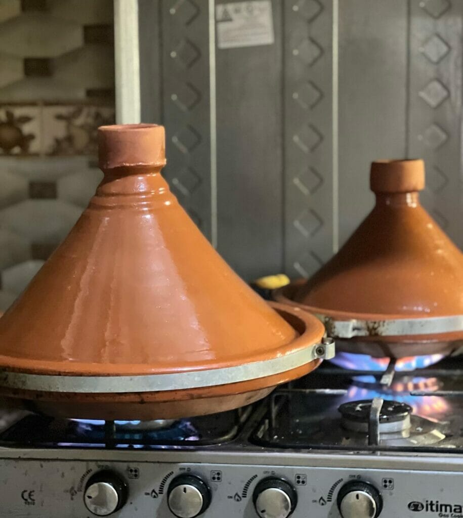Two tagines on the stove and a post about moroccan food