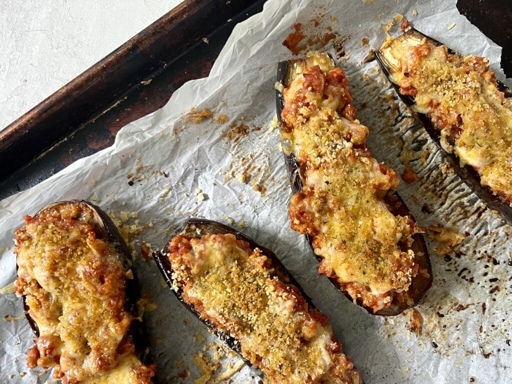 Stuffed eggplant parmesan