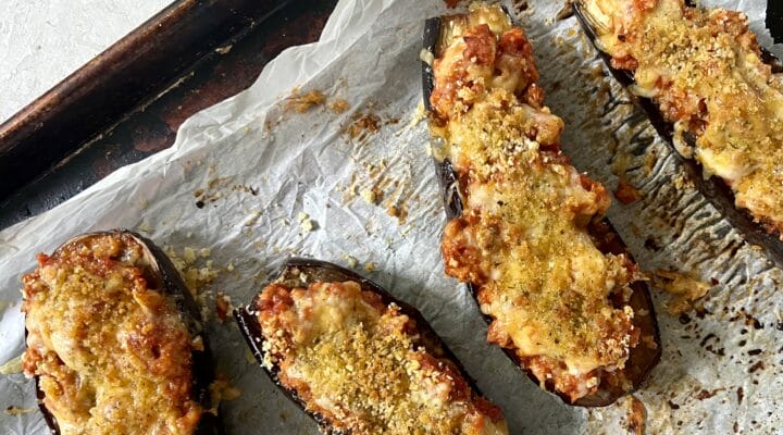 Stuffed eggplant parmesan