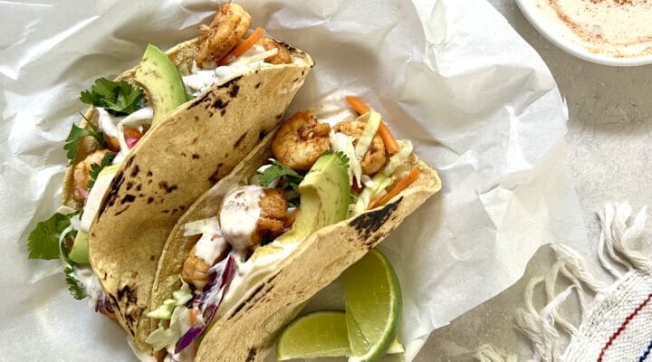 Shrimp Tacos with chipotle cream