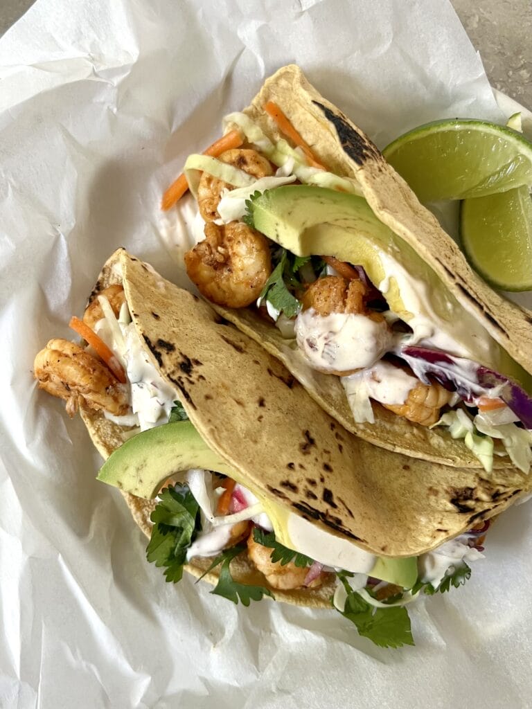 Baja-style shrimp tacos