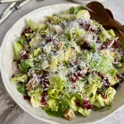 Brussels, radicchio, and romaine caesar salad