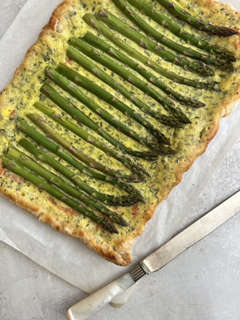 asparagus goat cheese smoked salmon tart