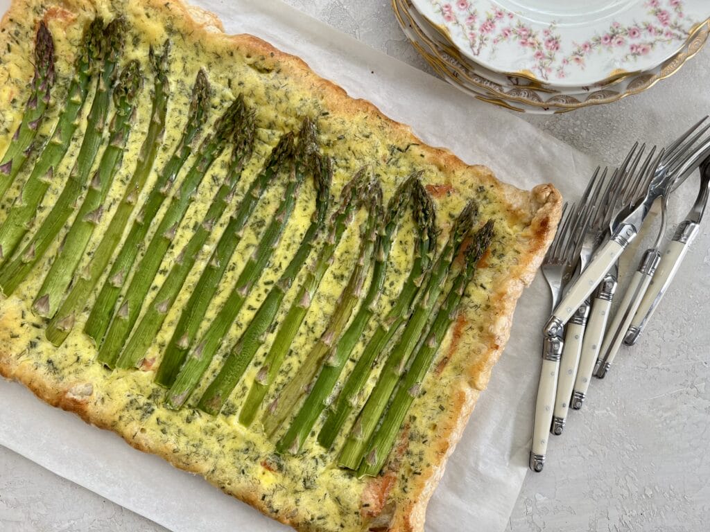 asparagus smoked salmon tart