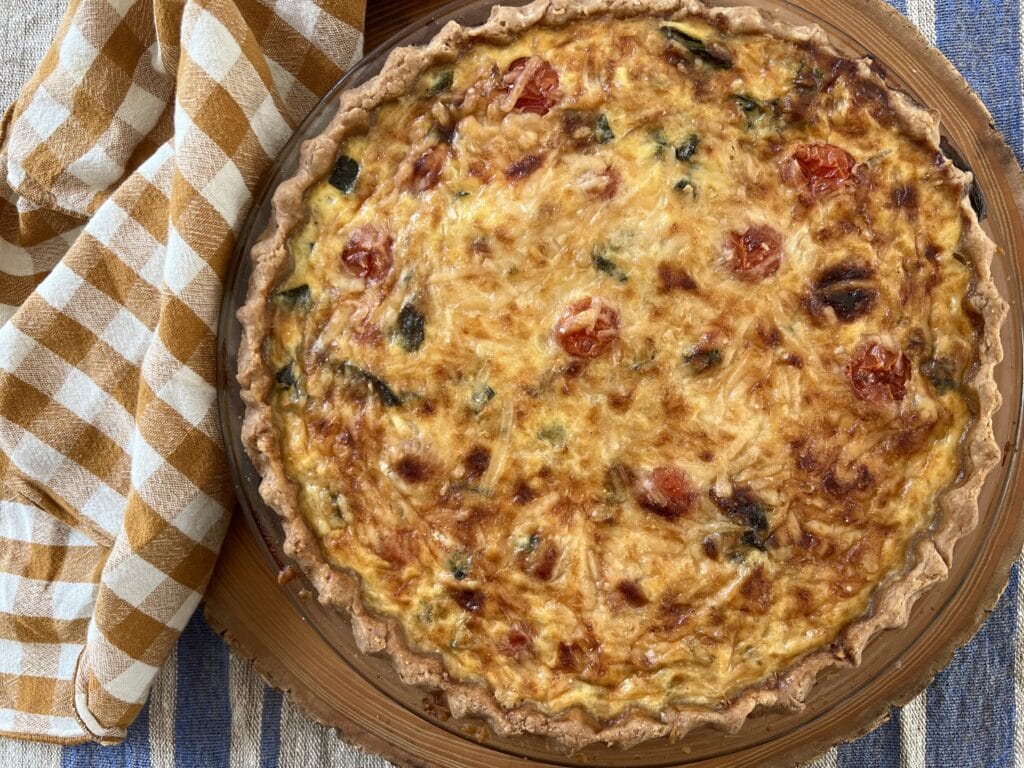 Tomato, corn, and summer squash pie