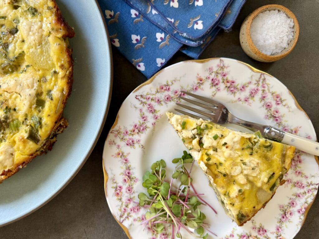 Spring vegetable frittata with Boursin cheese
